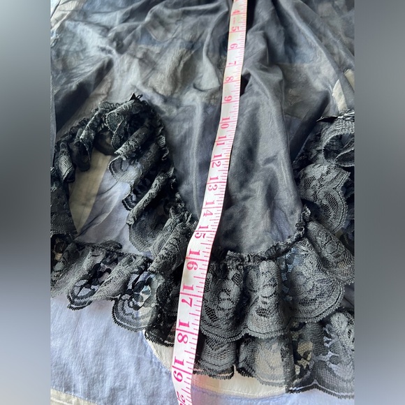 Vintage 90s Kasara Black Nylon Coquette Nightgown Sleepwear Lingerie Top Small - Picture 10 of 10